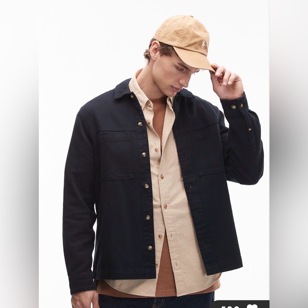 ASOS DESIGN heavyweight cotton twill overshirt in black XL